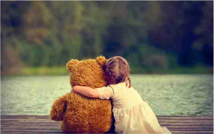 A girl with teddy hotsell