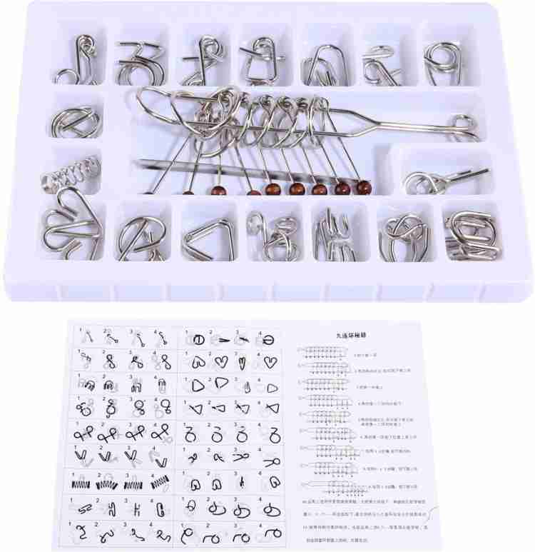 AMICIKART Metal Wire Puzzle Brain Teasers (Set of 18 Puzzles) IQ