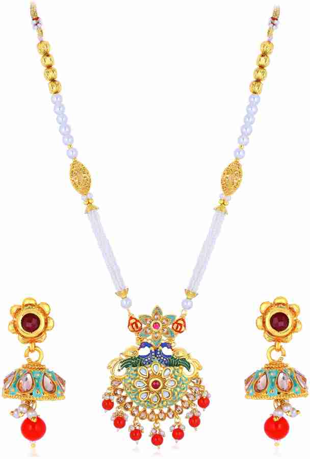 Sukkhi peacock gold clearance plated kundan necklace set