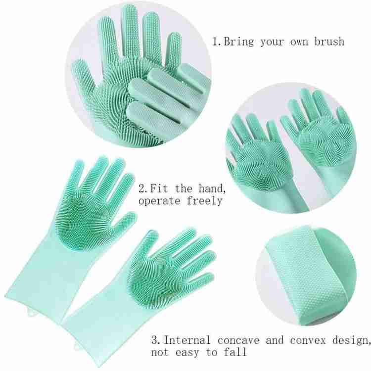 Click2buy Silicone Dish Washing Gloves Silicon Cleaning Gloves