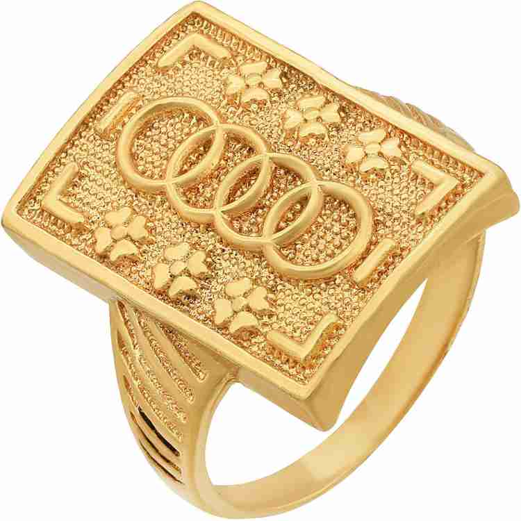RN Brass Gold Plated 24Kt 1 Micron Real Gold Look Square Shape Audi Design Fashion Finger Ring Jewellery For Men Alloy Gold Plated Ring Price in India Buy RN Brass Gold