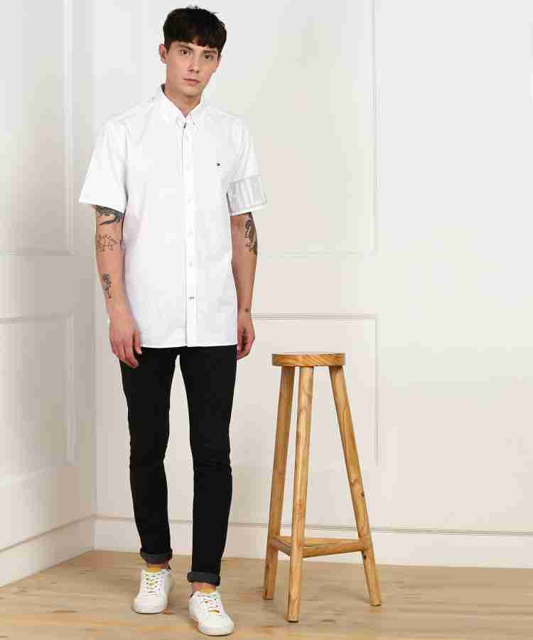 TOMMY HILFIGER Men Solid Casual White Shirt - Buy TOMMY HILFIGER Men Solid  Casual White Shirt Online at Best Prices in India