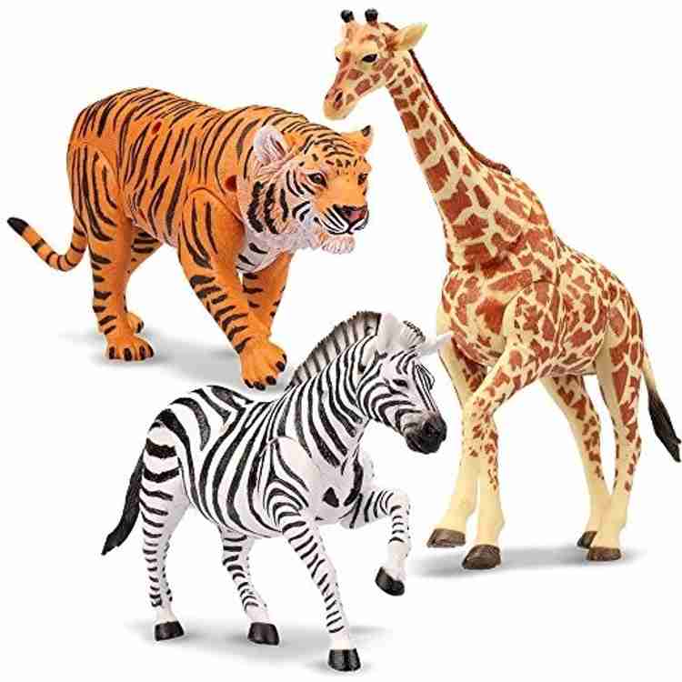 Kid Galaxy 9 Posable Safari Animal Set Tiger Zebra Giraffe 9 3