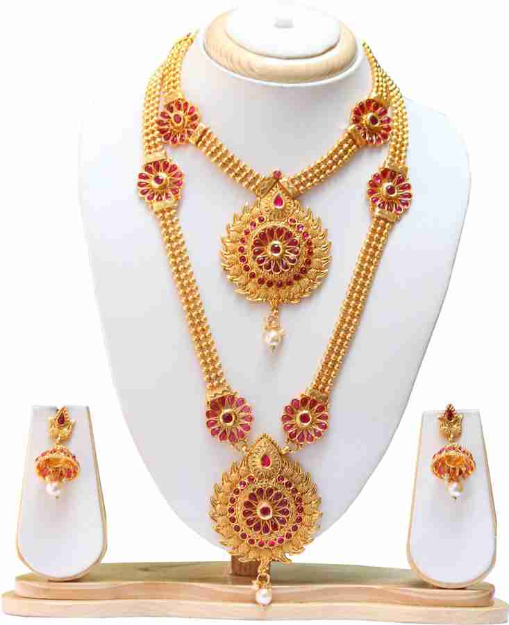 Swarajshop Alloy Gold plated Gold Red Jewellery Set Price in India Buy Swarajshop Alloy Gold plated Gold Red Jewellery Set Online at Best Prices in India Flipkart