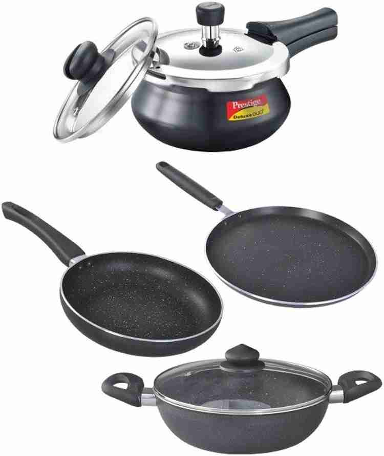 Prestige induction bottom 3 litre hard anodised pressure cooker with granite combo Induction Bottom Non Stick Coated Cookware Set Price in India Buy Prestige induction bottom 3 litre hard anodised pre...