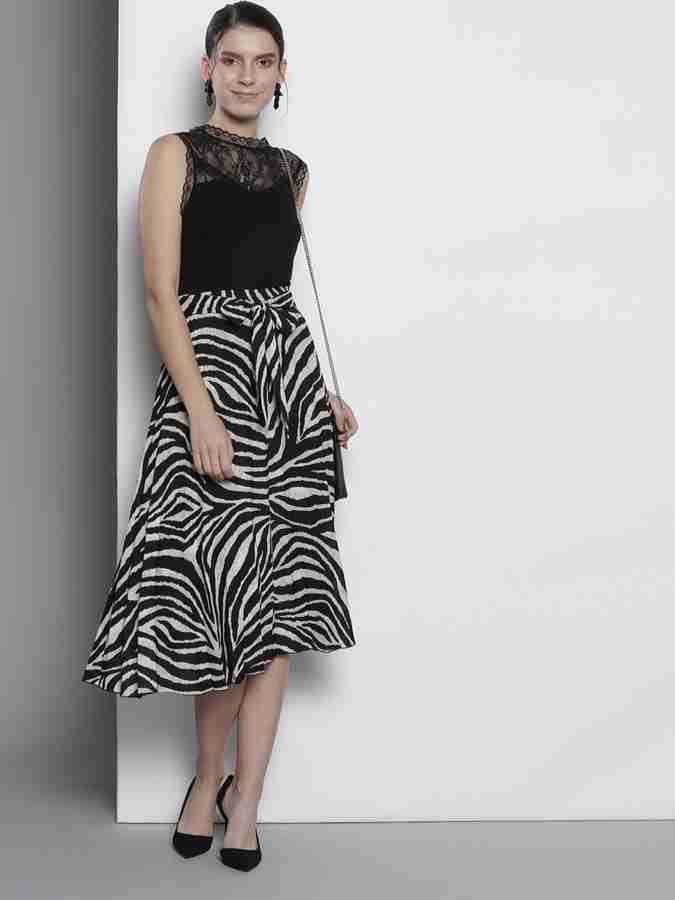 DOROTHY PERKINS Animal Print Women Flared White Black Skirt Buy DOROTHY PERKINS Animal Print Women Flared White Black Skirt Online at Best Prices in India Flipkart