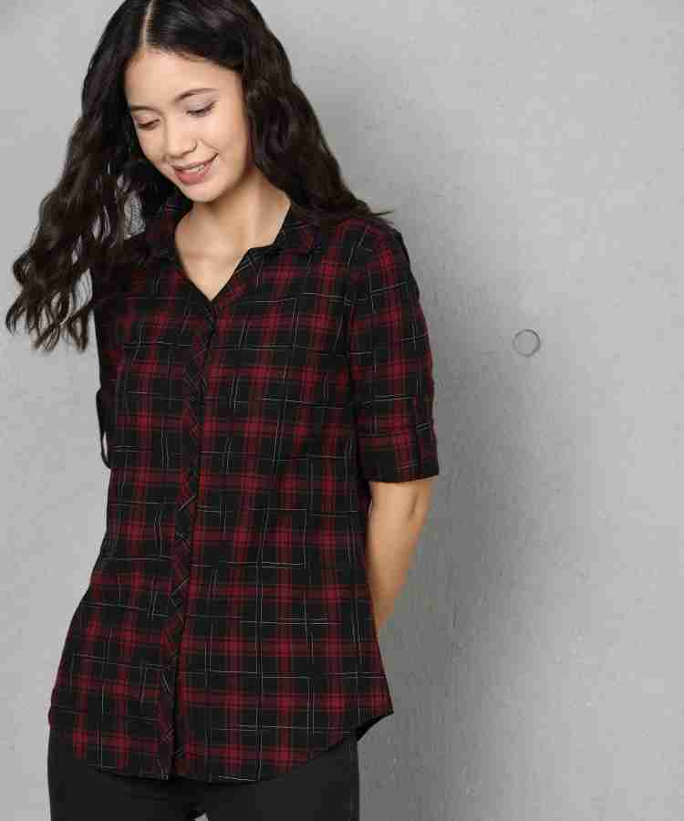 Maroon checked shirt womens hotsell