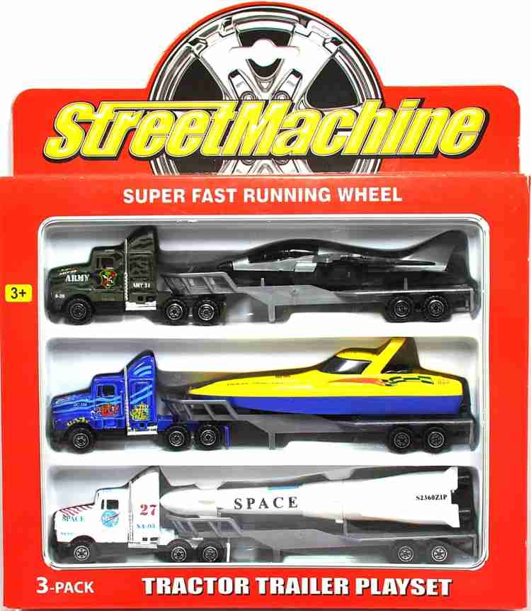 Senra Street Machine 3 Pcs Long Truck DieCast Metal Set Powerful