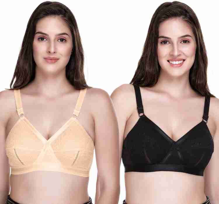 Buy Sona Women's Cotton Non-Padded Wire Free Full Coverage Bra Beige at