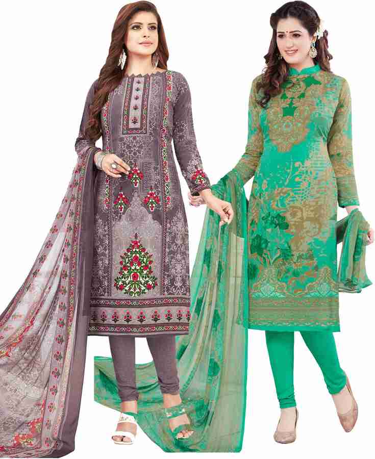 Salwar Studio Polyester Solid Printed Kurta Churidar Material