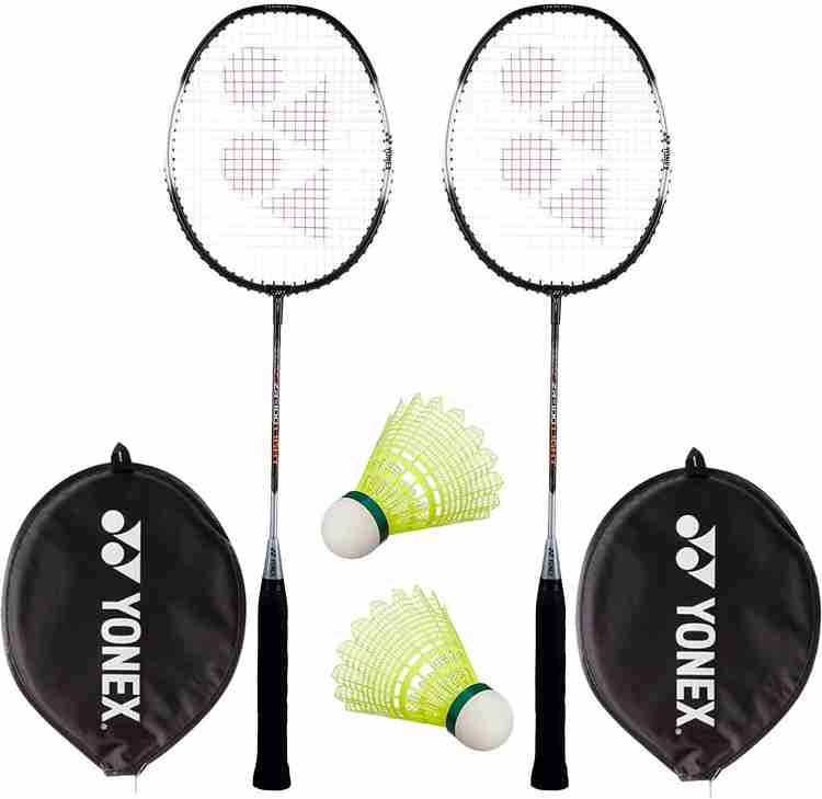 YONEX Two Badminton Racquets and 2 Pieces Shuttlecock Black