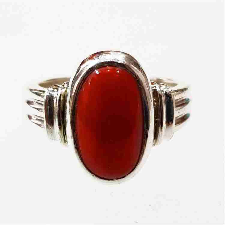 Red coral ring silver clearance