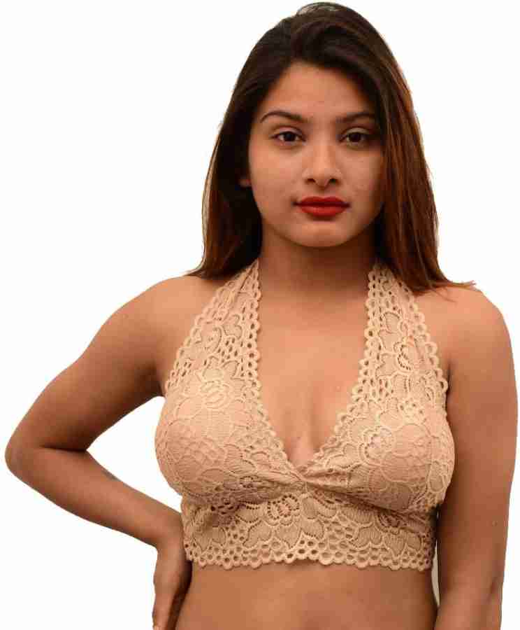Barshini by Designer Top Mesh Netted Top for Girls Women Crop top Back Nude  lavvy top Bra Fancy Designer brallete Padded Removable Cup (Size Free 28 to  34 Chest Size fits All)