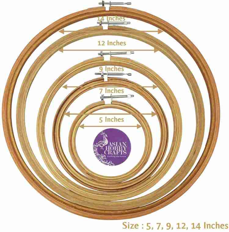 ASIAN HOBBY CRAFTS Wooden Embroidery Hoop Ring Frame with Iron Key
