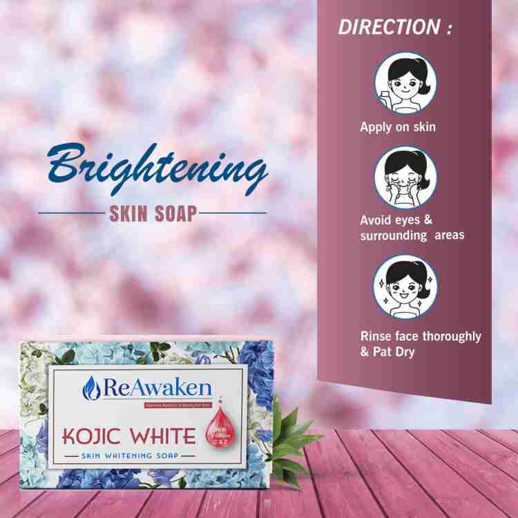 ReAwaken Kojic White Skin Whitening Soap with Vitamin C E 100g