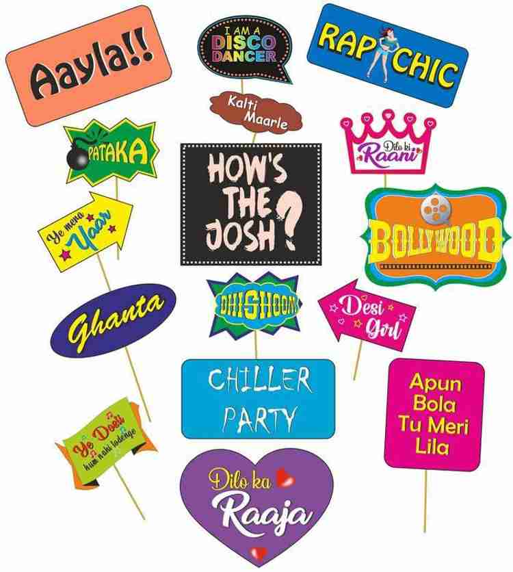 Party Hour Bollywood Theme Photobooth Props Pack of 16 Photo