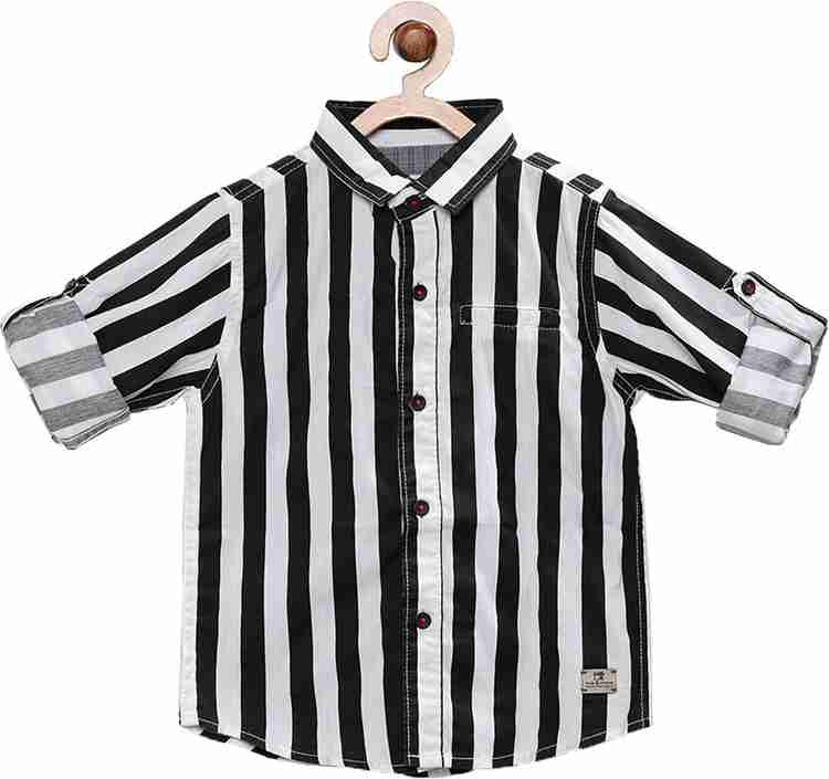Black and white striped shirt for boys 2025