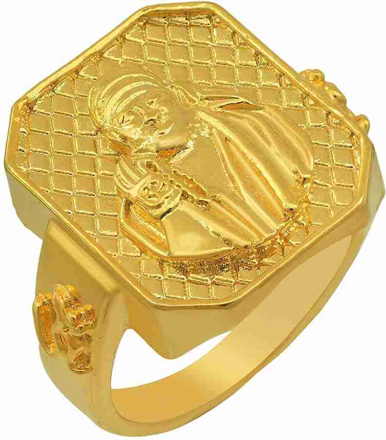 RN Gold plated Brass Alloy 24KT micron Lord Shirdi Sai Baba Temple Jewellery Hindi god finger ring Men and Women Brass Gold Plated Ring Price in India Buy RN Gold plated