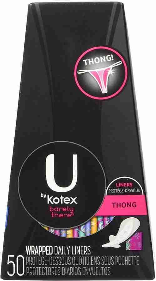 U by Kotex Barely There Thong Panty Liners, 50 Count Pantyliner