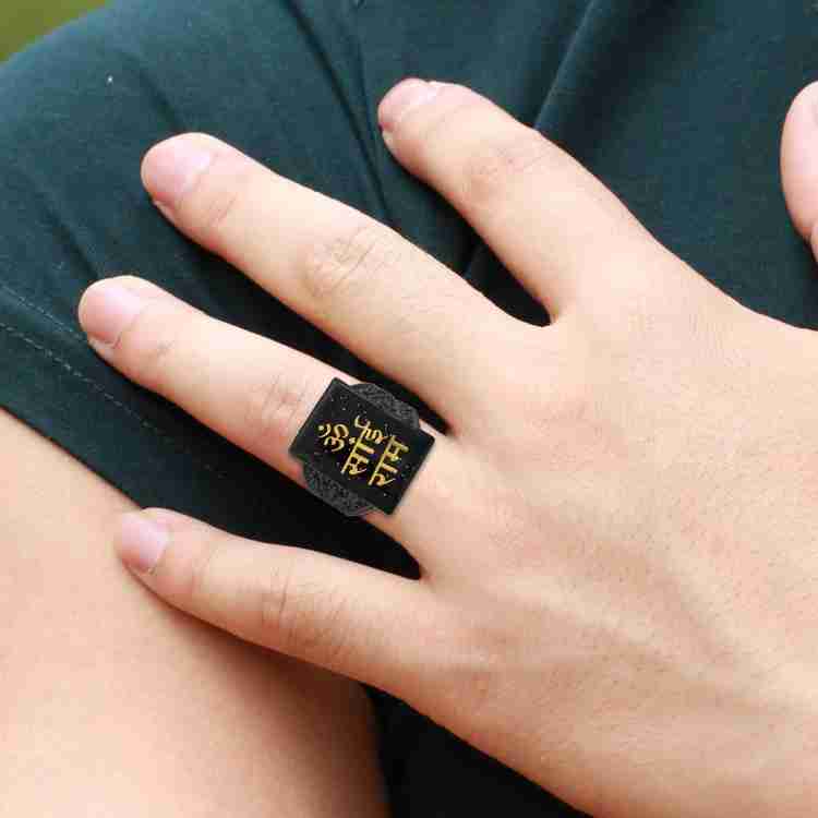 Morvi Brass Black Satin finish laminated Gold Layer Lord Sai Ram Om sai ram in Hindi word Antique Fashion finger Ring For Men Brass Ring Price in India Buy Morvi Brass