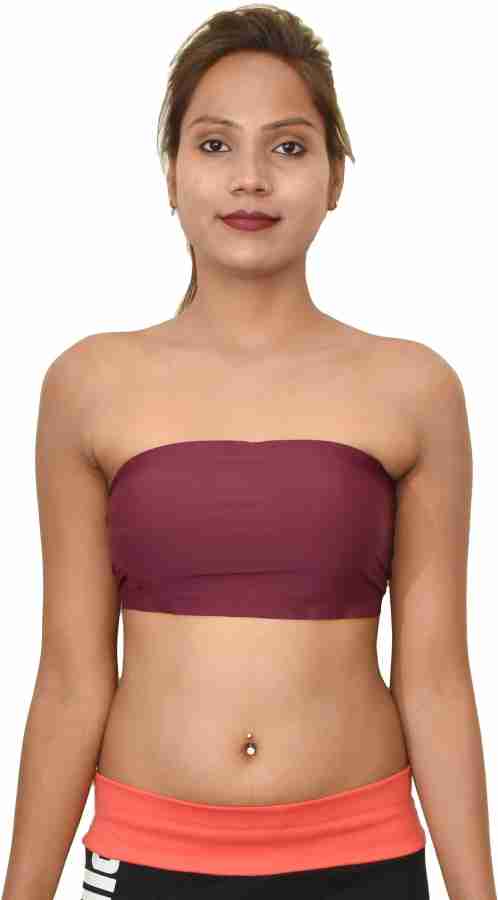 Barshini by Women Sexy Strapless Padded Top Breathable Bras Bandeau Boob  Tube top Off Shoulder Crop top Women Bra with Back Side Hook Free Size fits  from 28 to 36 Strapless Non