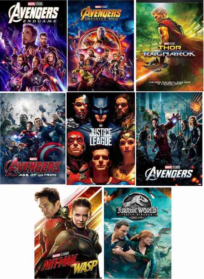 Avengers Endgame Infinity War Age Of Ultron Ragnarok Justice League The Avengers Ant Man Wasp Jurassic World Dual Audio Hindi English 8 movies pack clear HD print clear voice it s durn