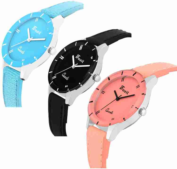 frozil Combo Of 3 Watch For Girls Analog Watch For Women Buy frozil Combo Of 3 Watch For Girls Analog Watch For Women Analogue Black Orange Sky Dial Online