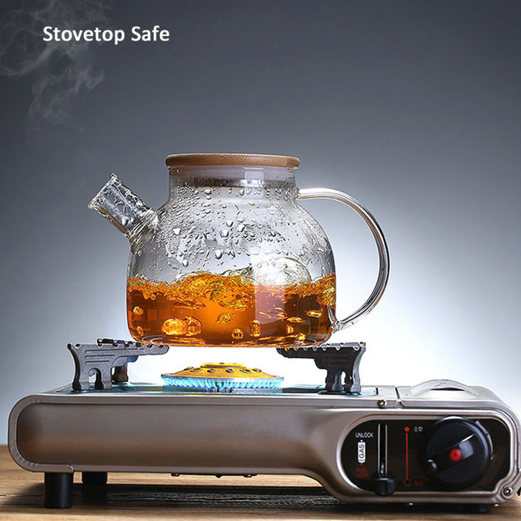 Paracity Teapot Glass Teapot With Stainless Steel Infuser Stovetop