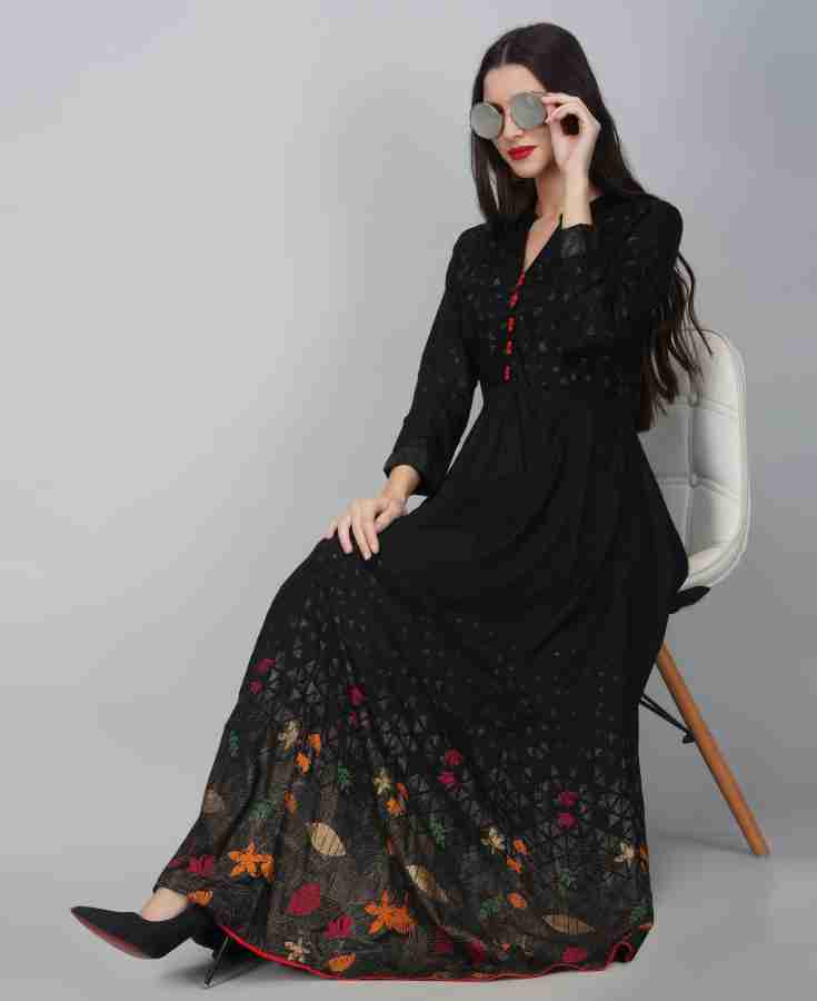 METRO-FASHION Women Ethnic Dress Black Dress - Buy METRO-FASHION