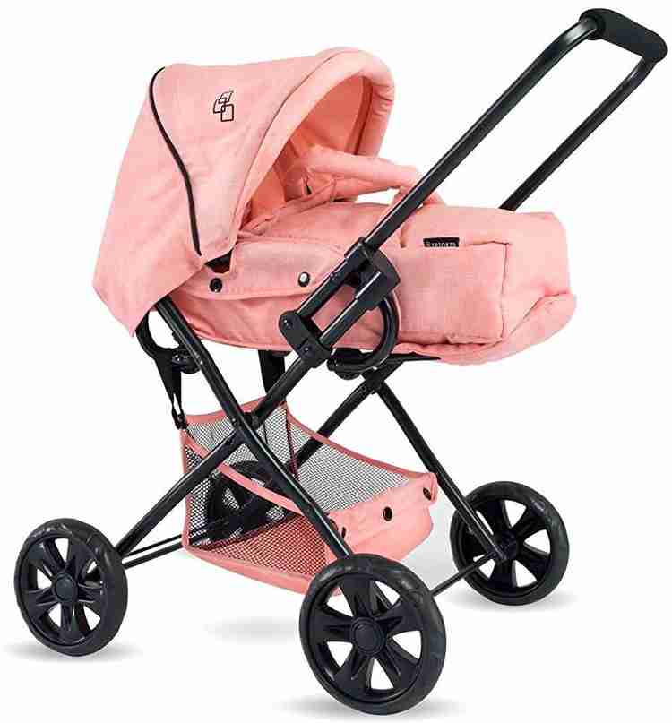 TRIOKID Baby Doll Stroller ViViLIne Peach Pink Drawable Fabric with Portable Doll Carry Bed Removable Weather Resistant Canopy Baby Doll Stroller ViViLIne Peach Pink Drawable Fabric with Portable Doll...