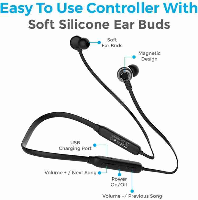 Ambrane ANB 83 Collar Neckband Earphone with Magnetic Earbuds