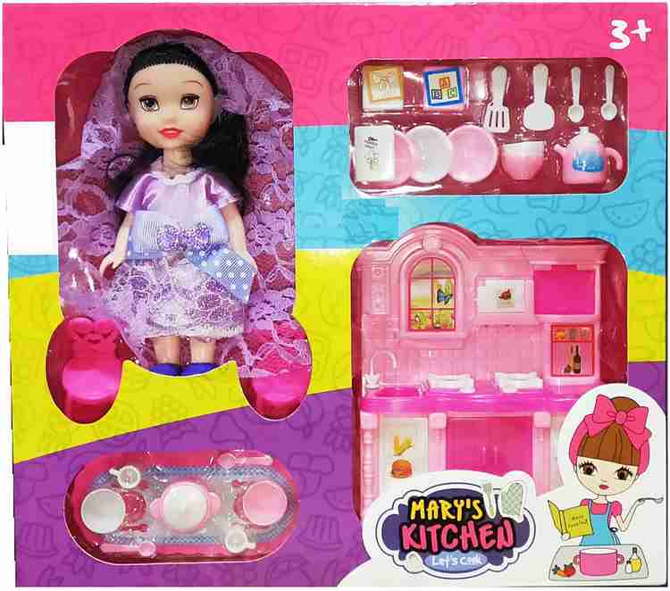 Baby doll store toy kitchen set