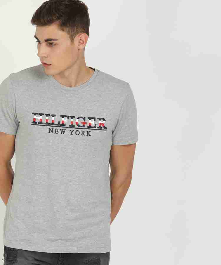 TOMMY HILFIGER Embroidered Men Round Neck Grey T Shirt Buy TOMMY