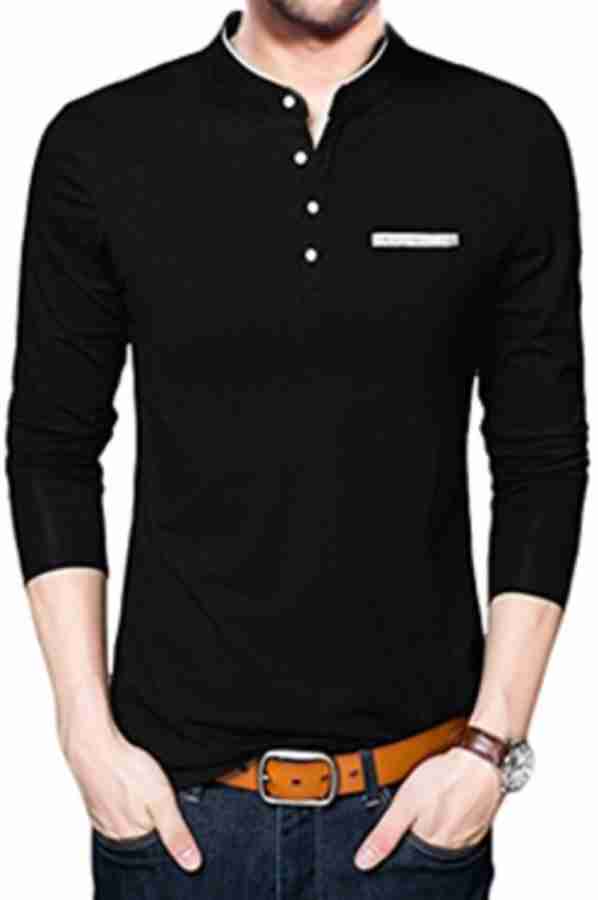 Try This Solid Men Mandarin Collar Black T Shirt Buy Try This Solid Men Mandarin Collar Black T Shirt Online at Best Prices in India Flipkart