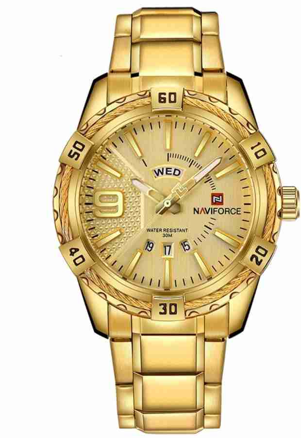 Naviforce golden shop watch price