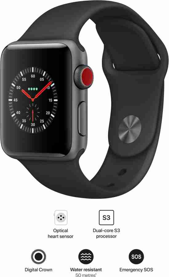 Apple Watch Series 3 (GPS, 42mm) - Space Grey Aluminium Case with Black  Sport Band