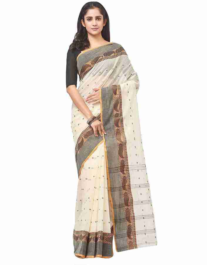 Buy slice of bengal Self Design Tant Pure Cotton Beige Sarees Online Best Price In India Flipkart