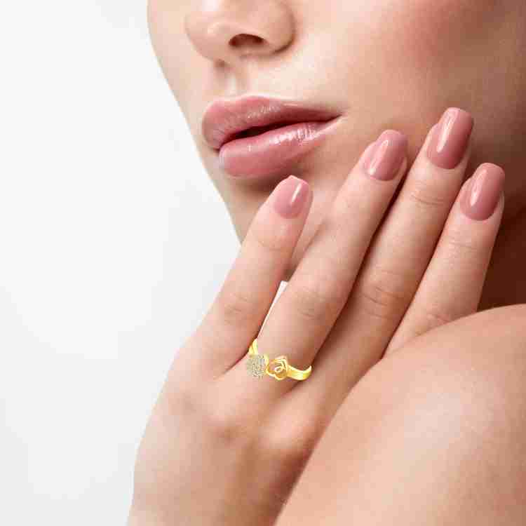 Divastri rings for girls party wear women girlfriend lovers love heart E name letter ad Alloy Metal Copper Brass Stone Crystal Cubic Zirconia Zircon Diamond Gold Plated Ring Price in India