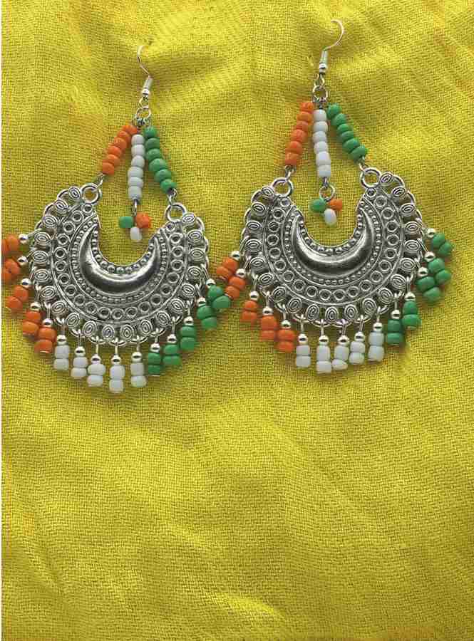 Flipkart Buy Galz4ever Flag color Chandbali oxidised metal Earrings Beads Metal Jhumki Earring Online at Best Prices in India