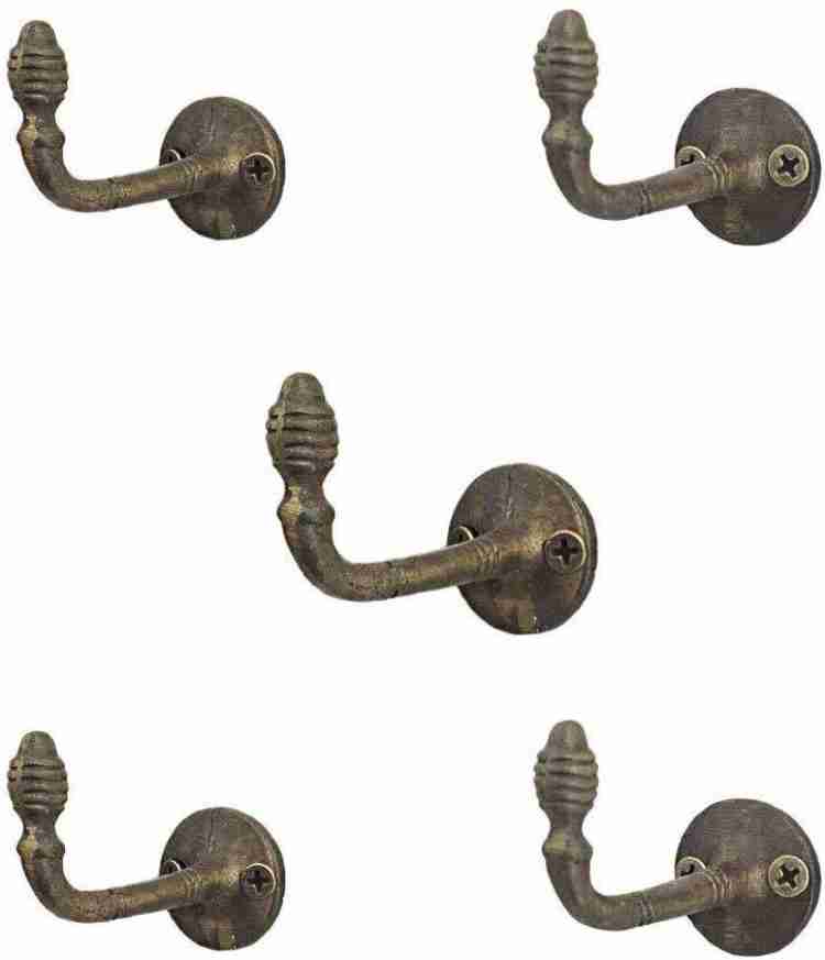 CASA DECOR Set of 5 Antique Luna Metal Wall Hooks Hanging
