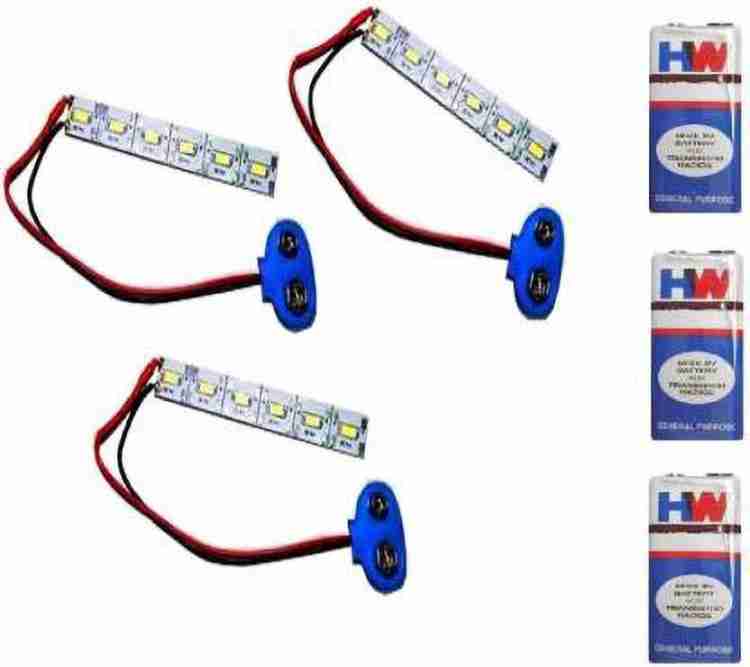 Zintalic 3 pcs. set of 9v Battery with SMD LED Light strip with