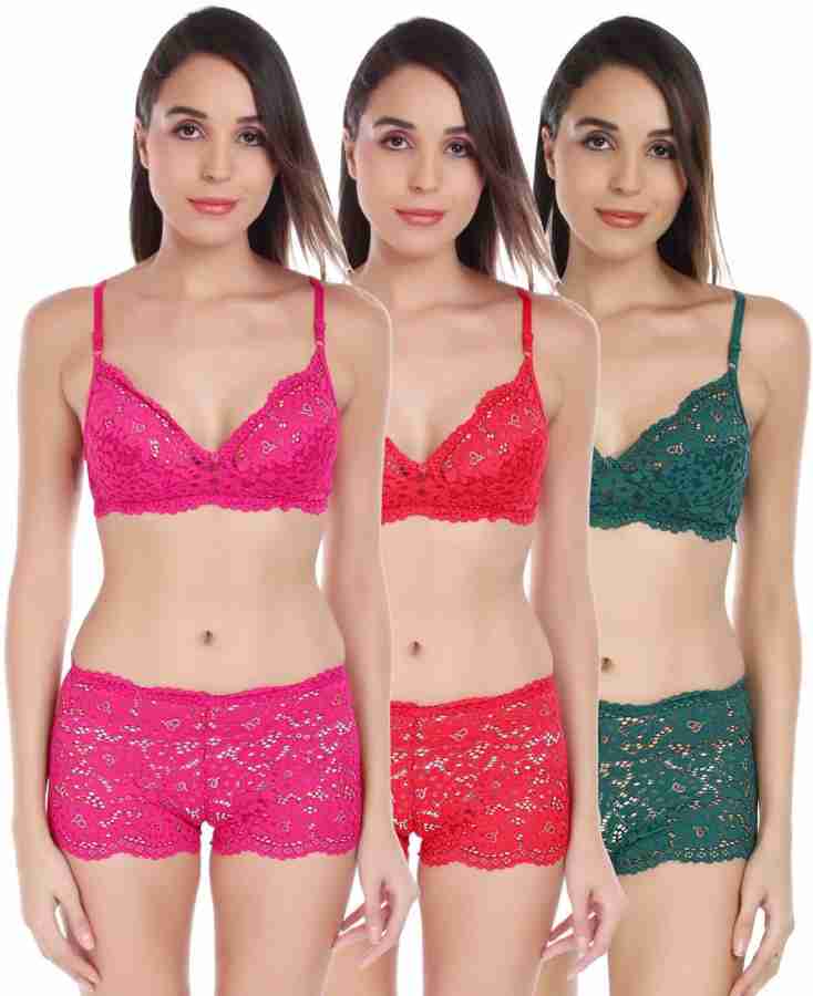 Arousy Fashion Pink Net Lace Bra and Panty Set (Nikar Set_Pink