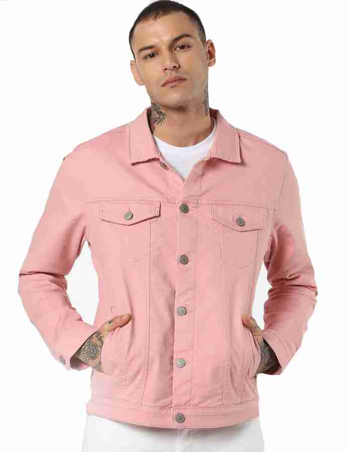 Mens denim jacket hotsell pink