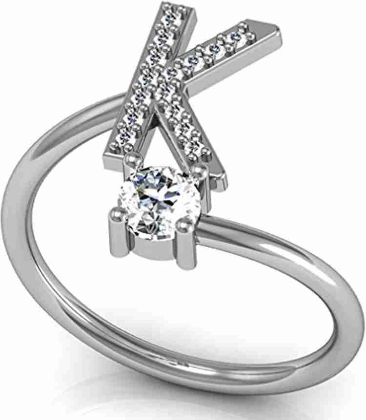 Divastri Jewellery Stylish Heart Name Alphabet Letter Initial K Rings