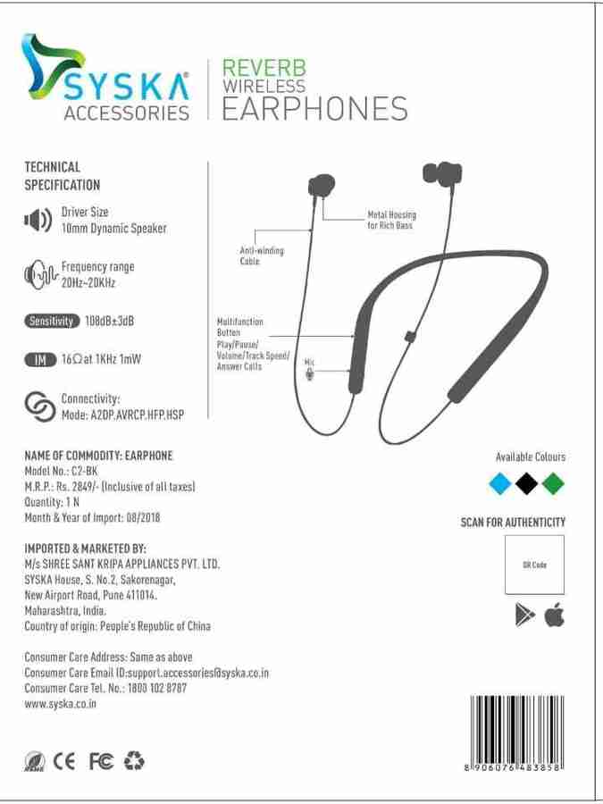 Syska c2 earphone 2025