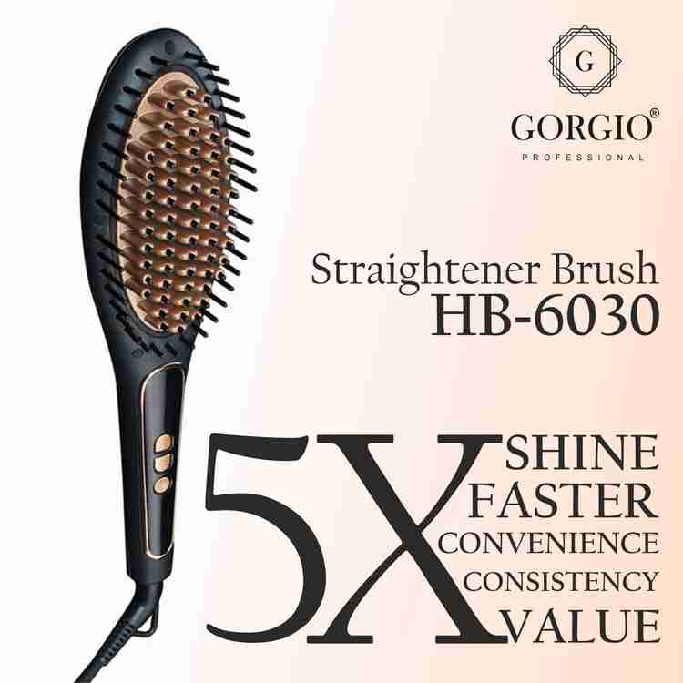 Gorgio Hair Straightener Brush for frizzy Hair HB 6030 HB6030 Hair Straightener Brush Gorgio Flipkart
