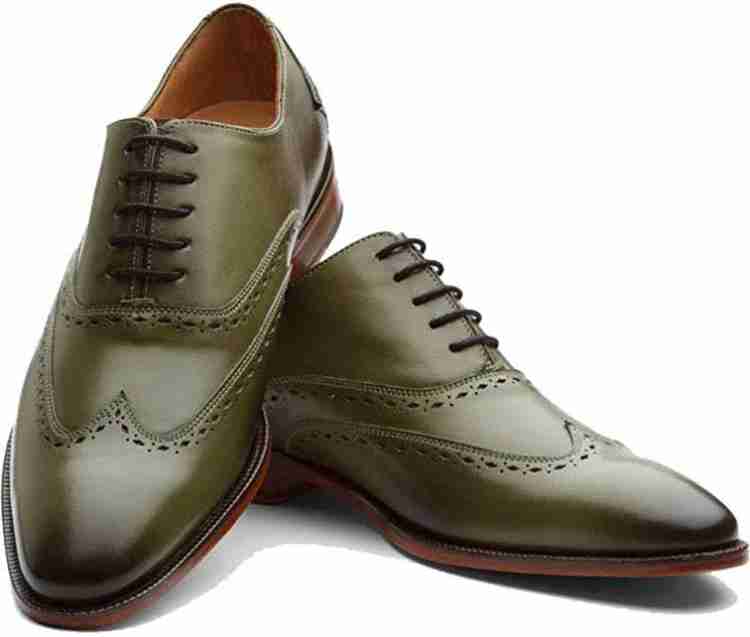 Olive green leather sales shoes