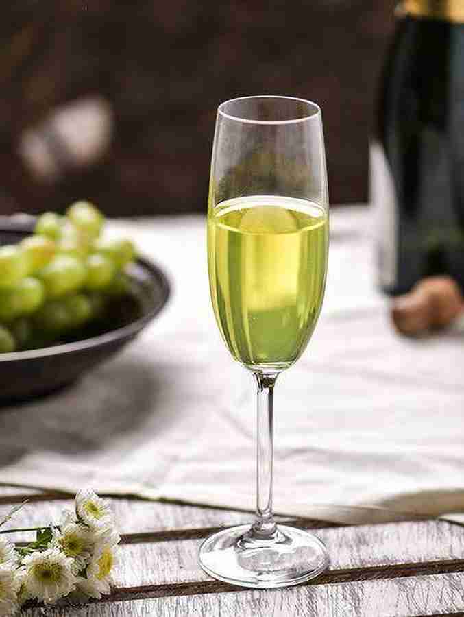 AEZOR Pack of 2 wine glass v shape Champagne Flute Glass Set