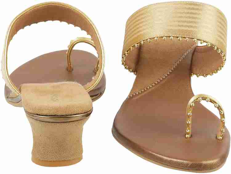 MOCHI Women Gold Heels - Buy MOCHI Women Gold Heels Online at Best