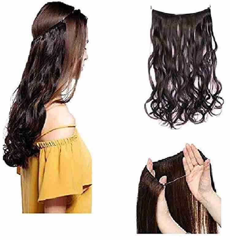 EKAN Invisible Wire Extensions No Clips in Extension Straight Curly Real Natural Synthetic Hair Extension Price in India Buy EKAN Invisible Wire Extensions No Clips in Extension Straight Curly Real Na...